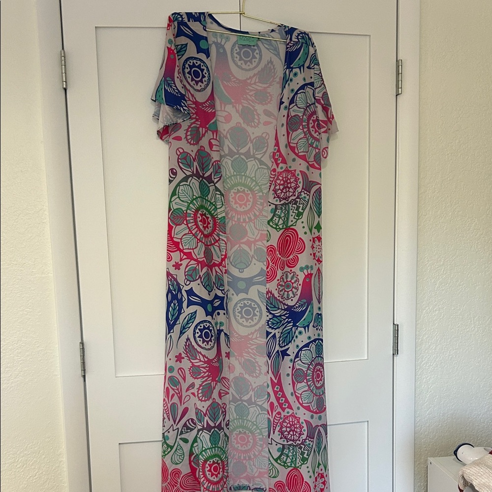 Judith March Vibrant Floral Maxi coverup or kimono